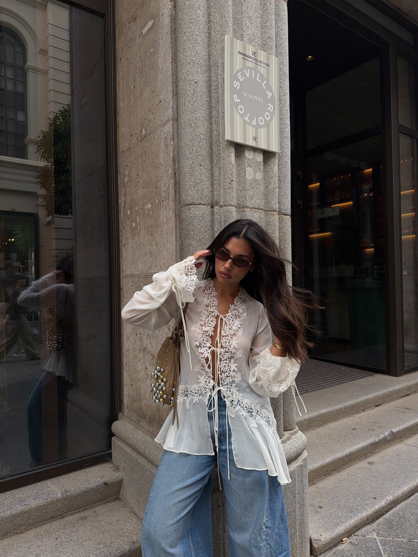 Kendall Front-Tie Lace Top