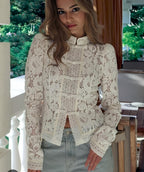 Vintage Century Mandarin Floral Lace Blouse