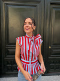 Carnival Striped Bow Sleeveless Blouse