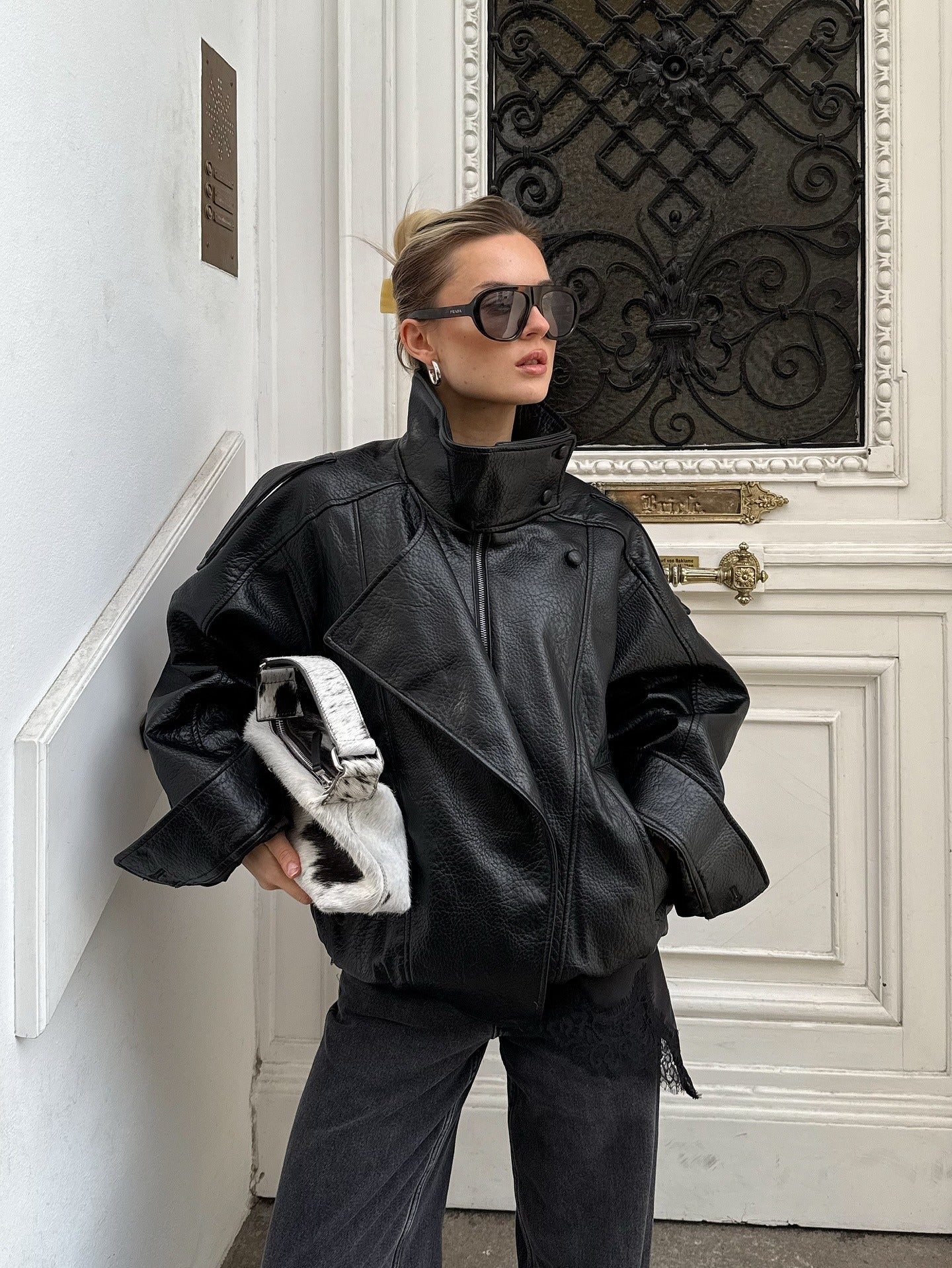 Verona High-Neck Leather Jacket