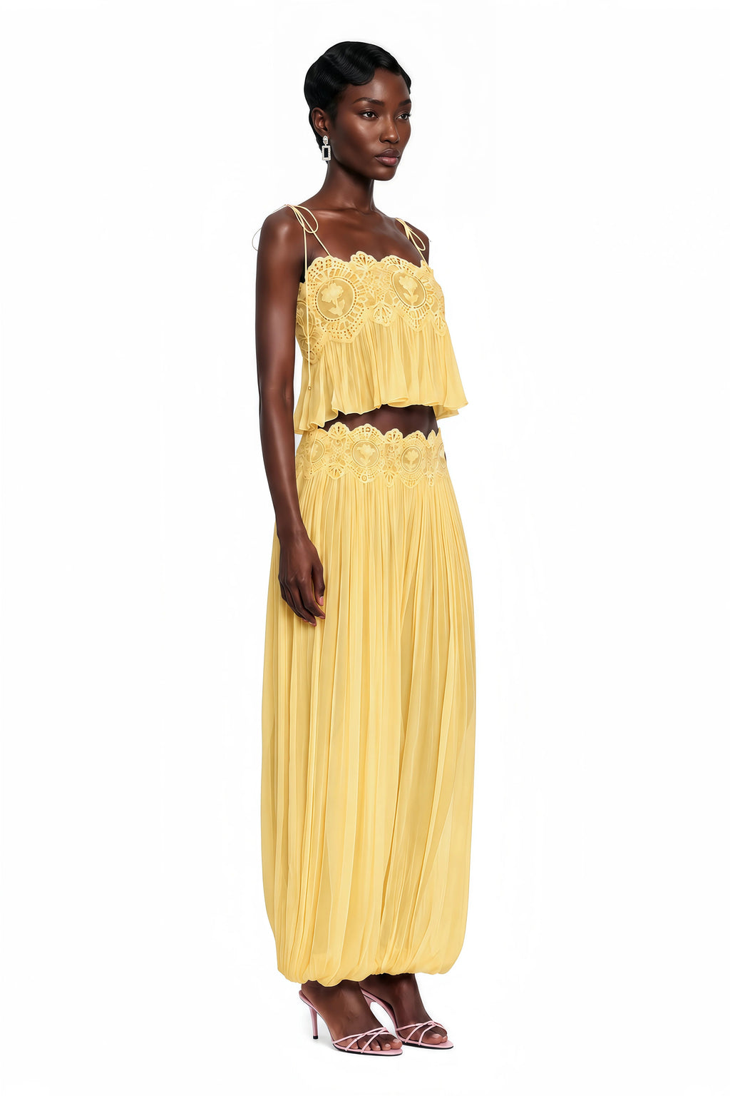 Kendall Lace Cami & Pants Chiffon Set