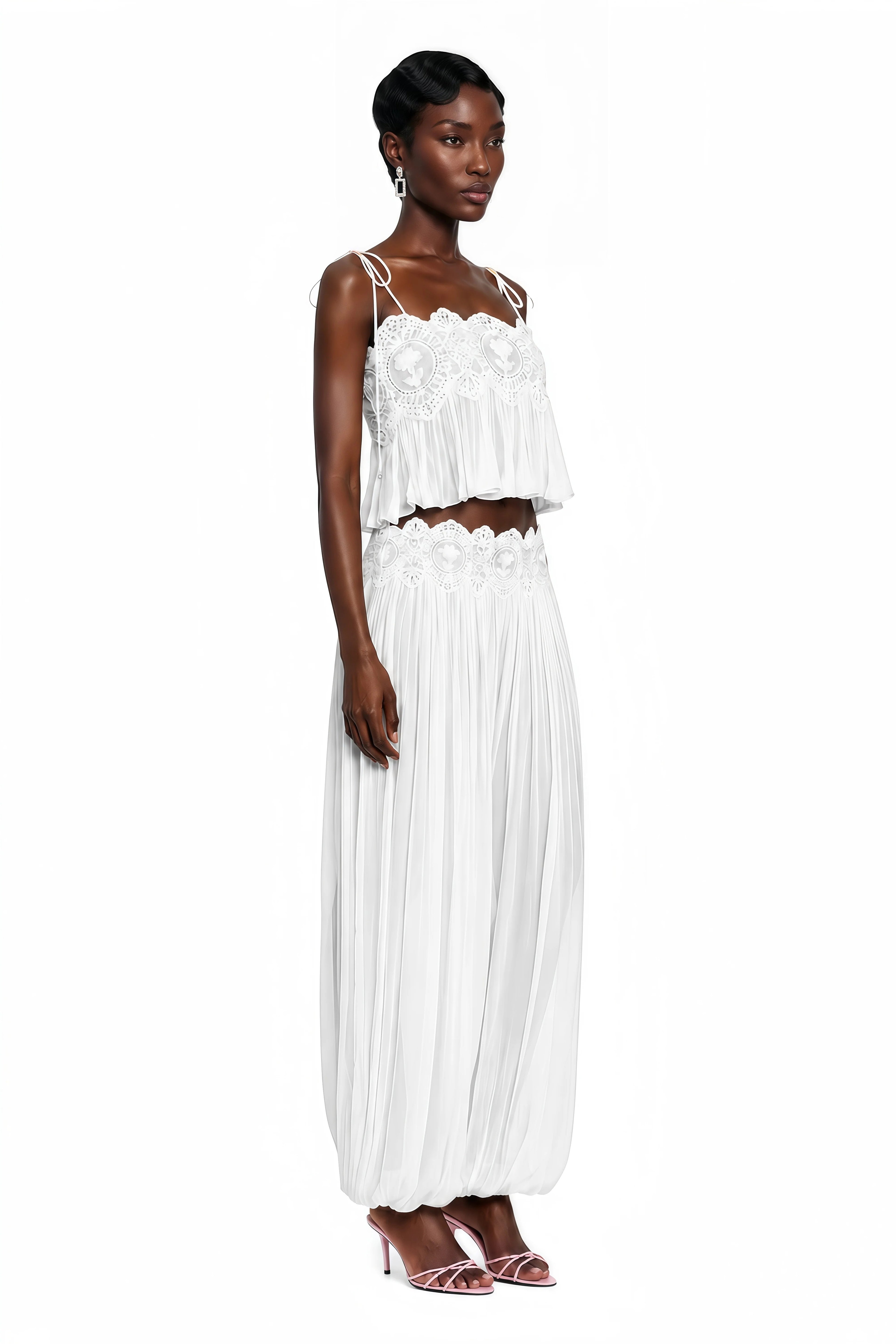 Kendall Lace Cami & Pants Chiffon Set