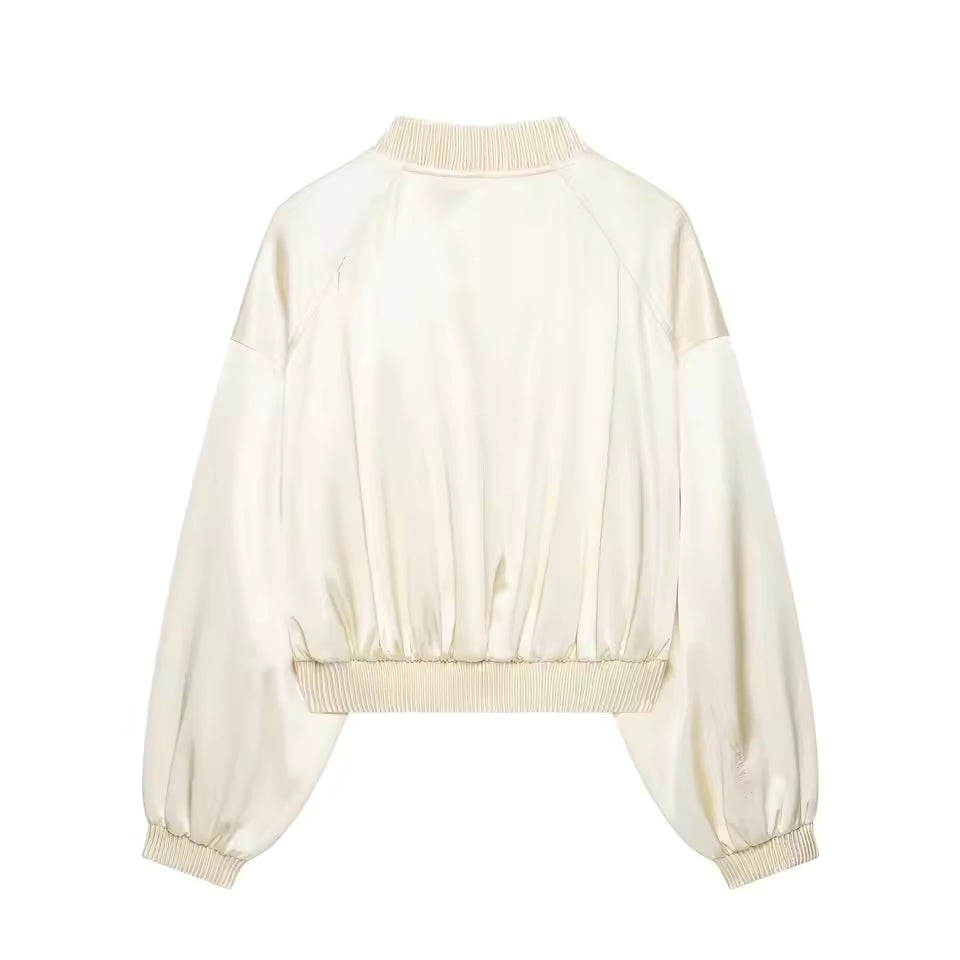 Maven Ivory Satin Bomber