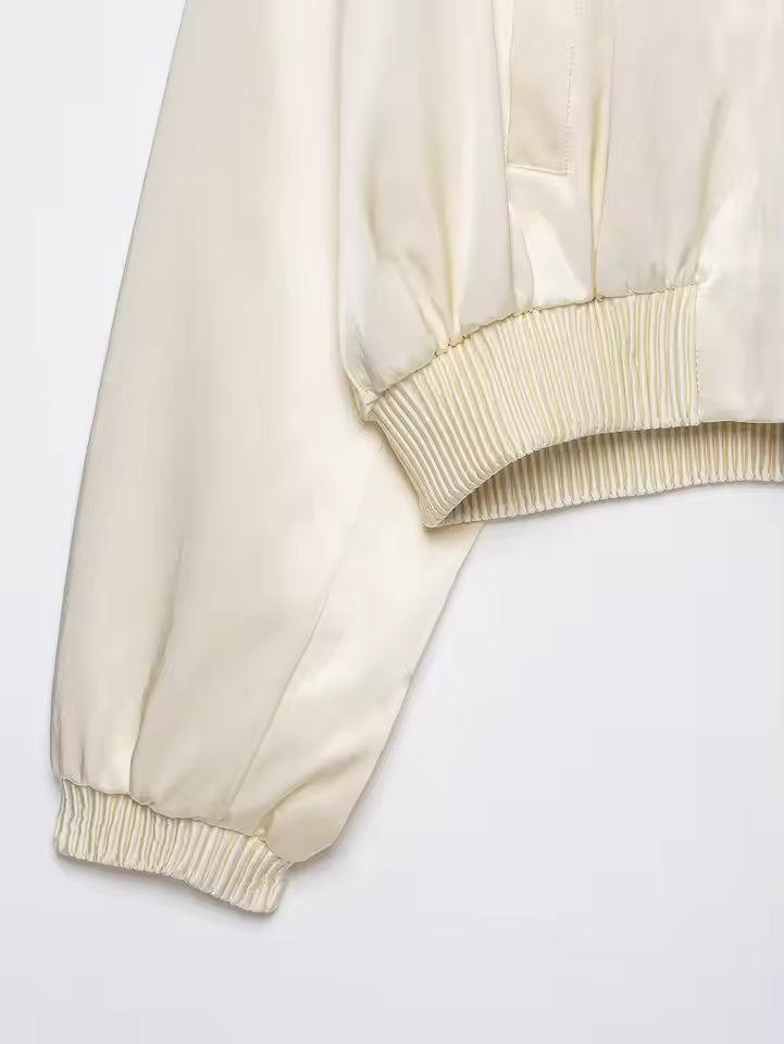 Maven Ivory Satin Bomber