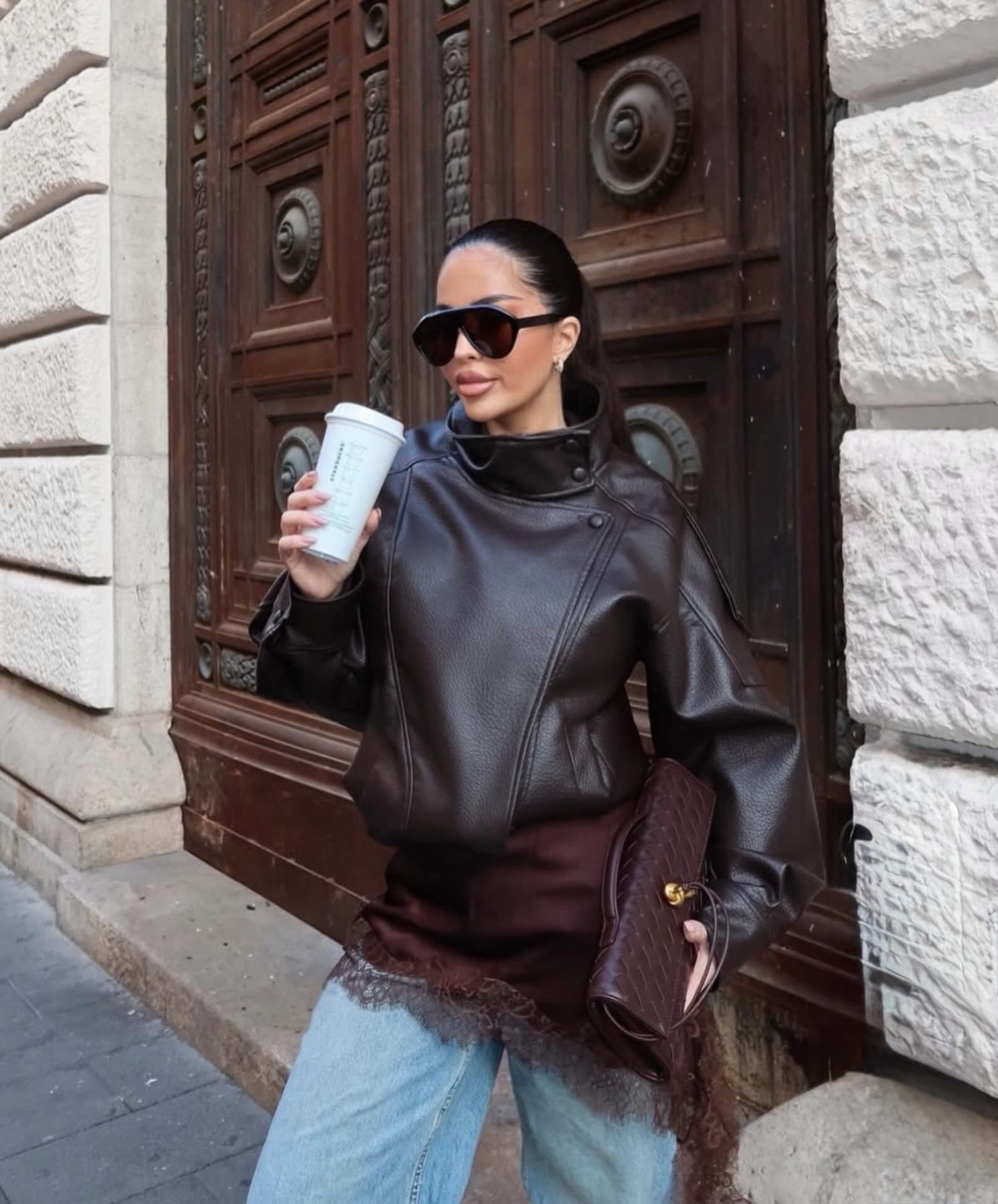 Verona High-Neck Leather Jacket