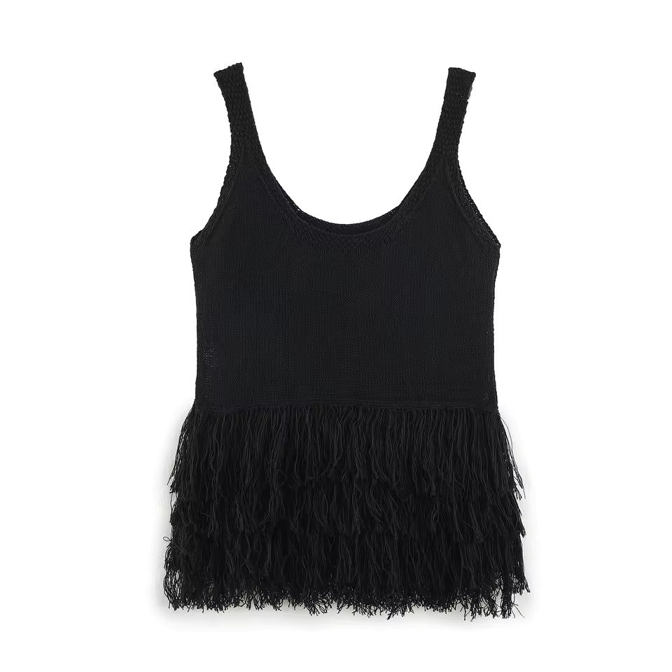 Delphine Boho Tassel Knit Vest Top