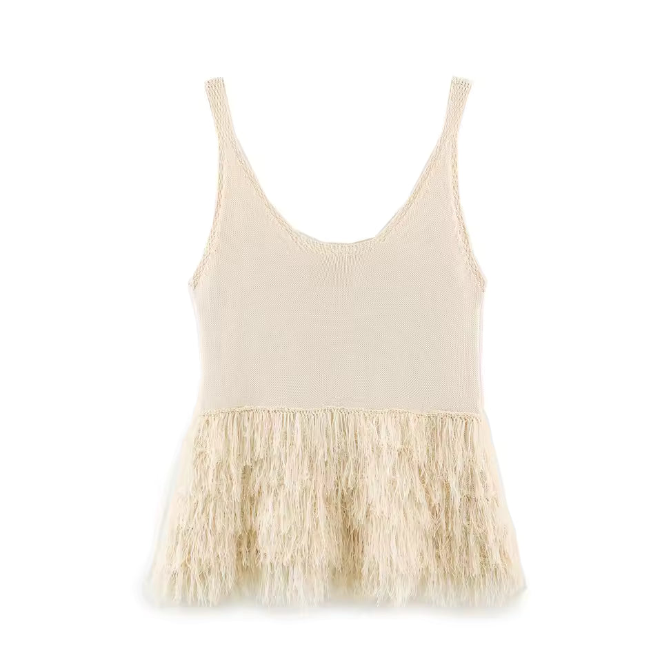 Delphine Boho Tassel Knit Vest Top