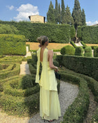Delilah Asymmetric Sheer Maxi Dress with Scarf