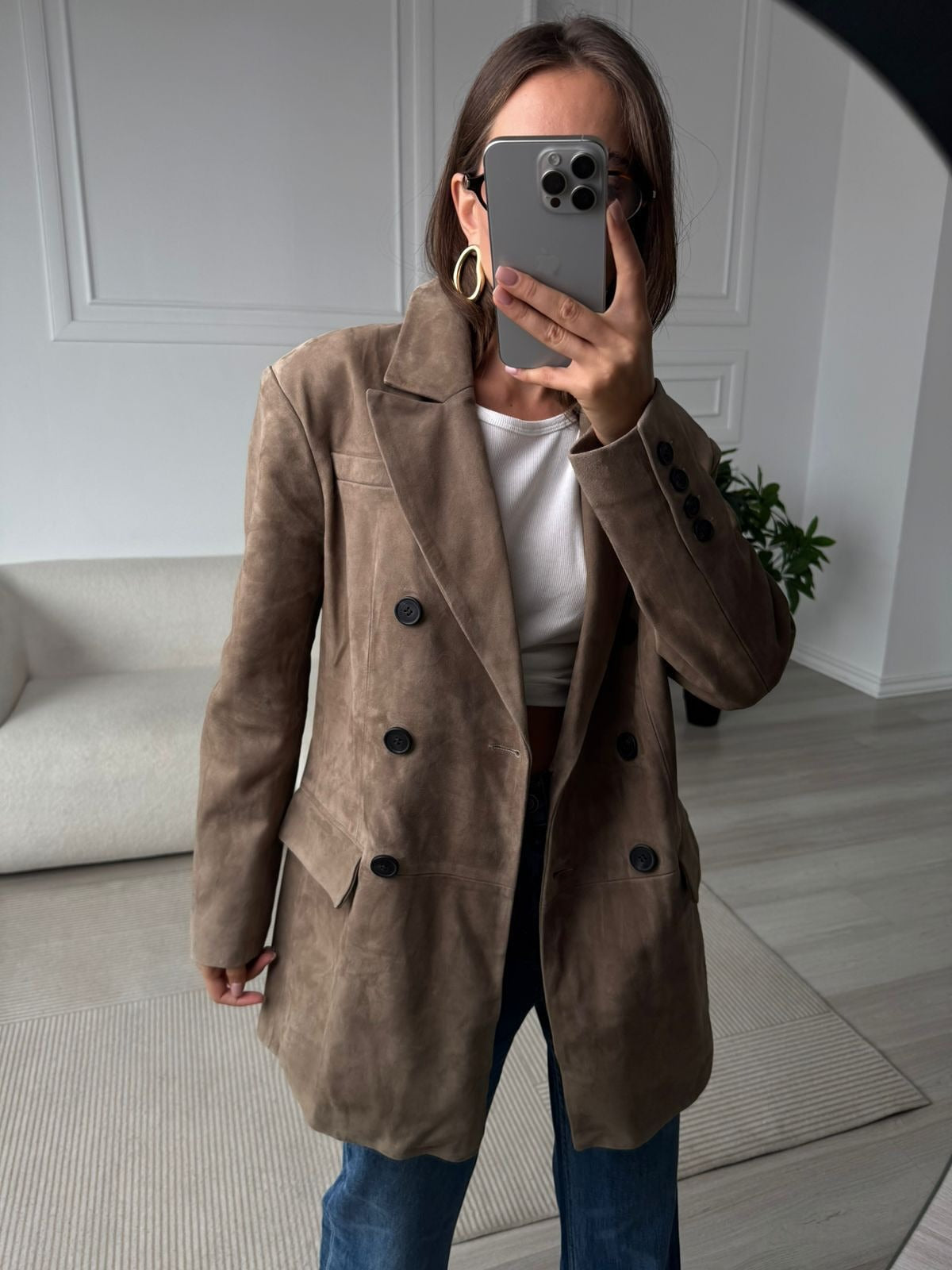 Banbury Double-Breasted Suede Blazer