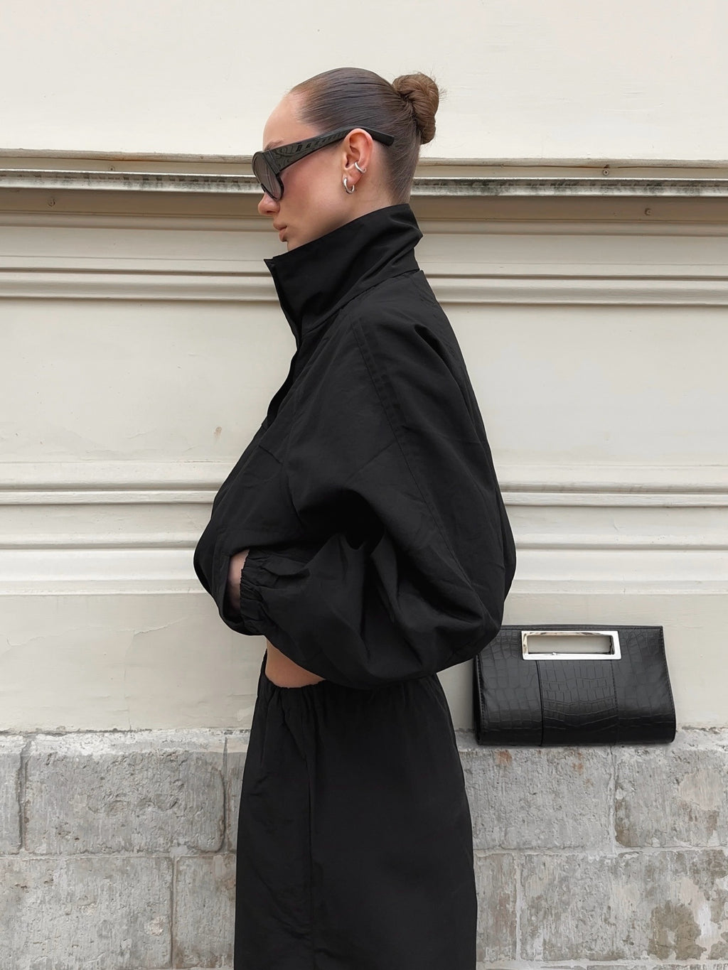 Diana Tricot Funnel Neck Windbreaker Jacket