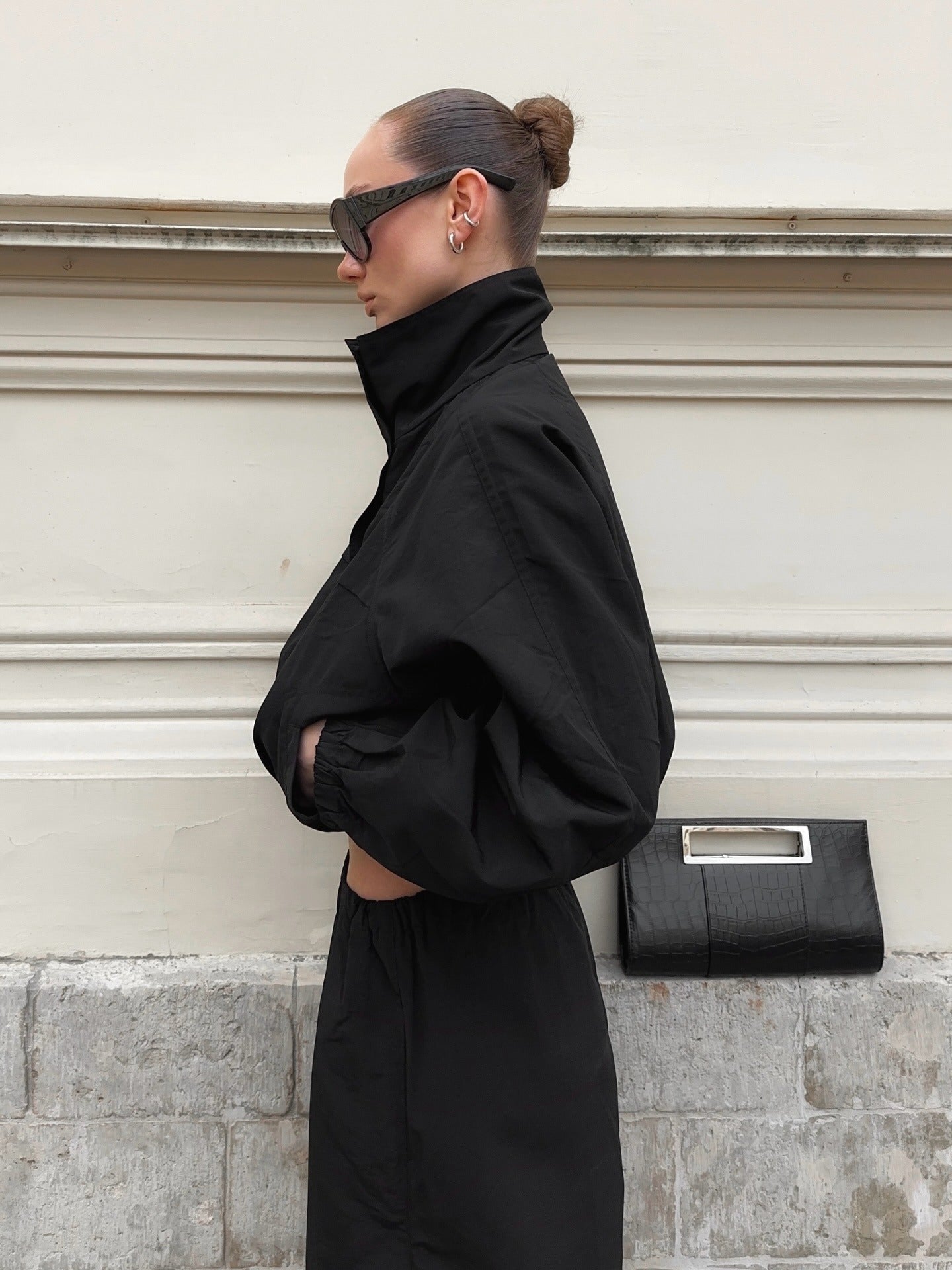 Diana Tricot Funnel Neck Windbreaker Jacket