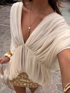 Delphine Draped Chiffon Top detail
