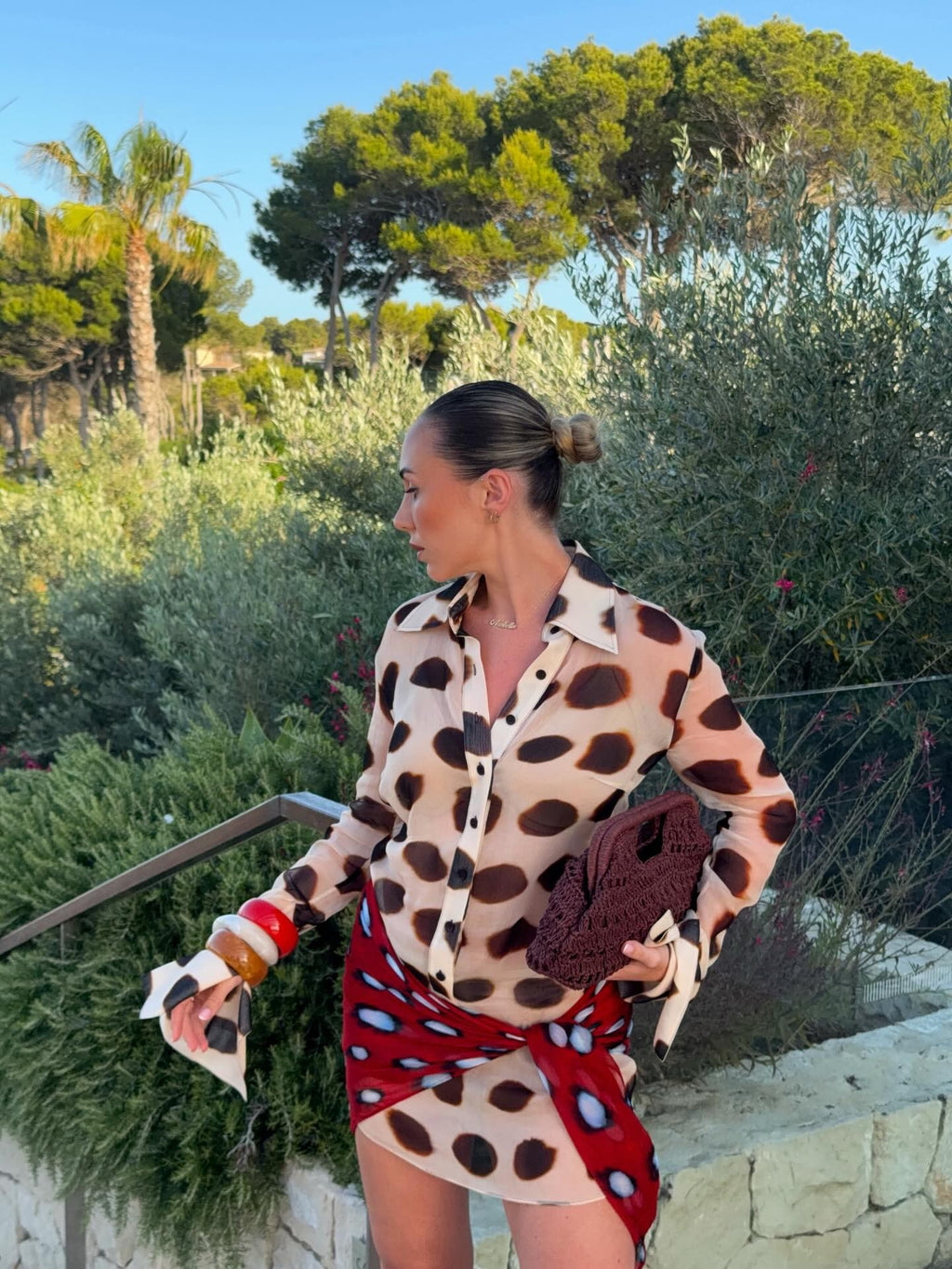 Camara Animal Print Scarf Shirt Dress