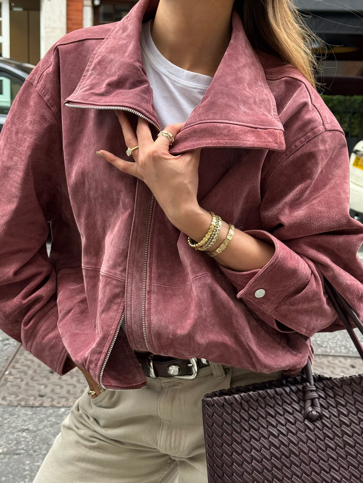 Maven Suede Marsala Bomber Jacket