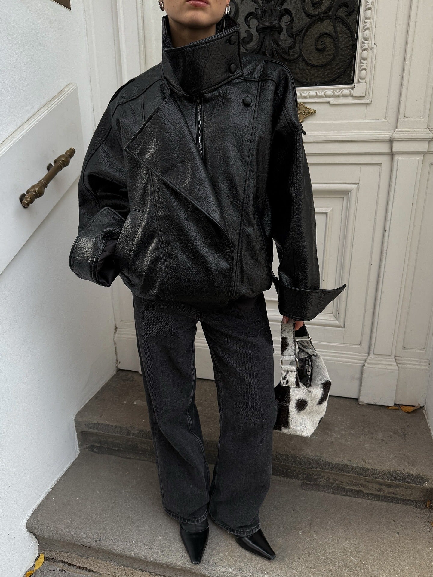 Verona High-Neck Leather Jacket