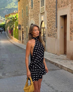 Kendall Polka Dot Halter Mini Dress