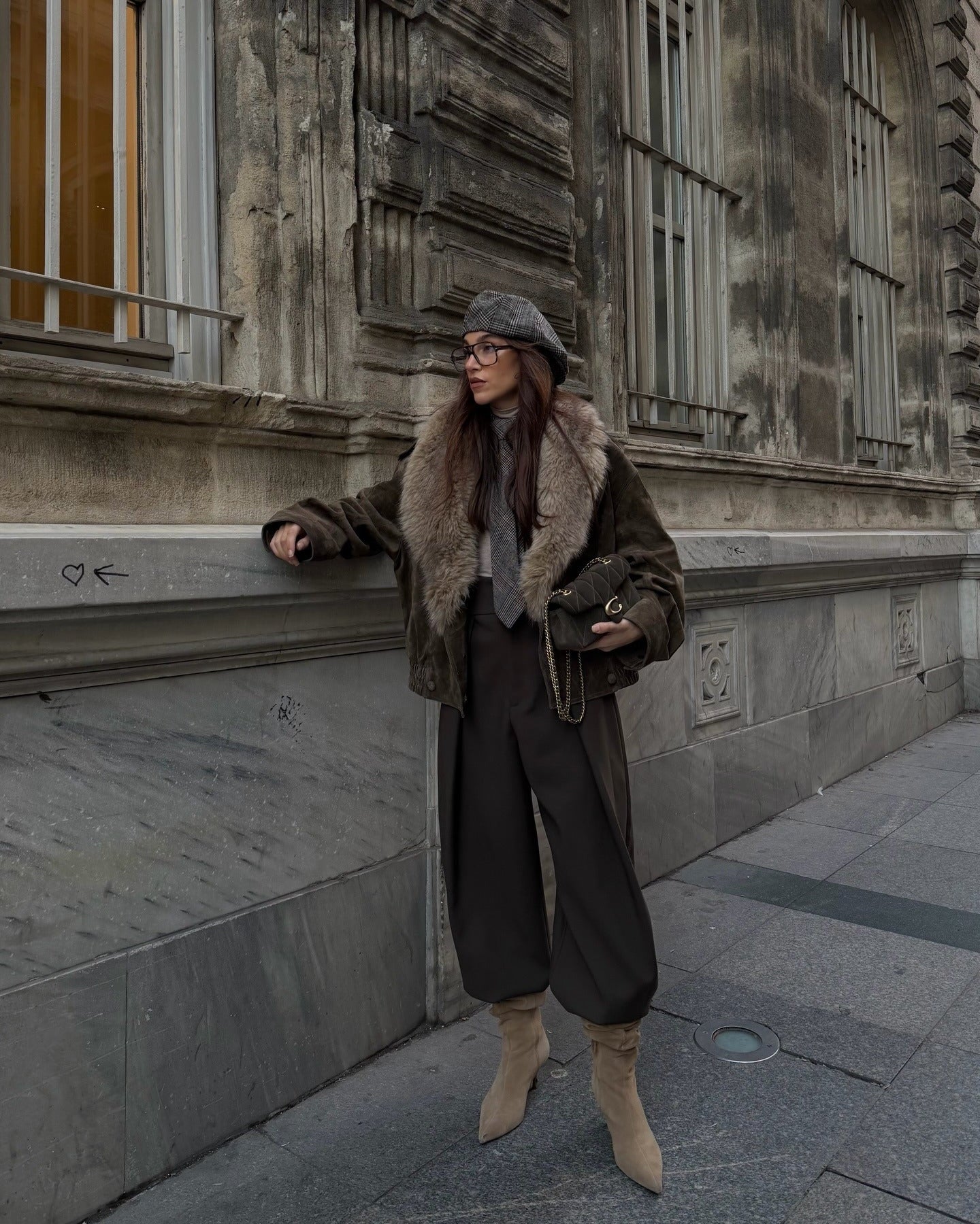 Verona Fur Lapel Leather Jacket