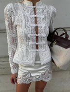 Vintage Century Mandarin Floral Lace Blouse