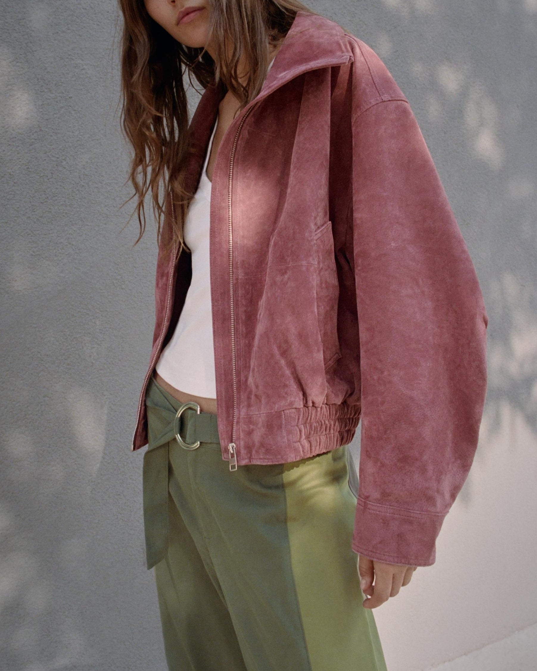 Maven Suede Marsala Bomber Jacket