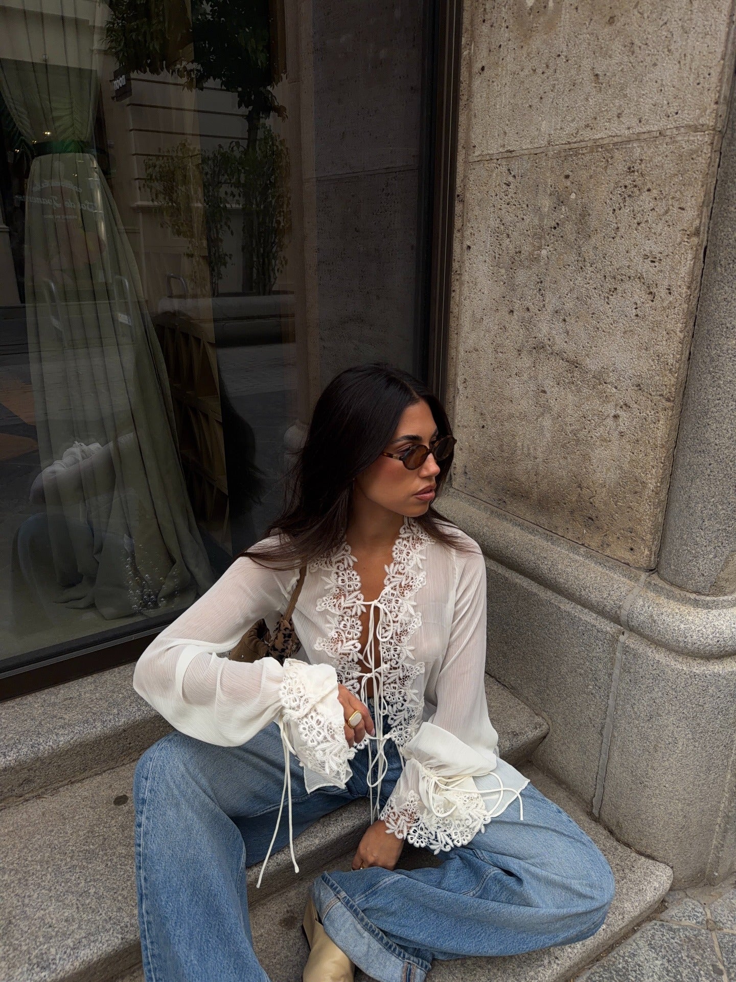 Kendall Front-Tie Lace Top