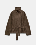 Banbury High-Neck Belted Suede Jacket