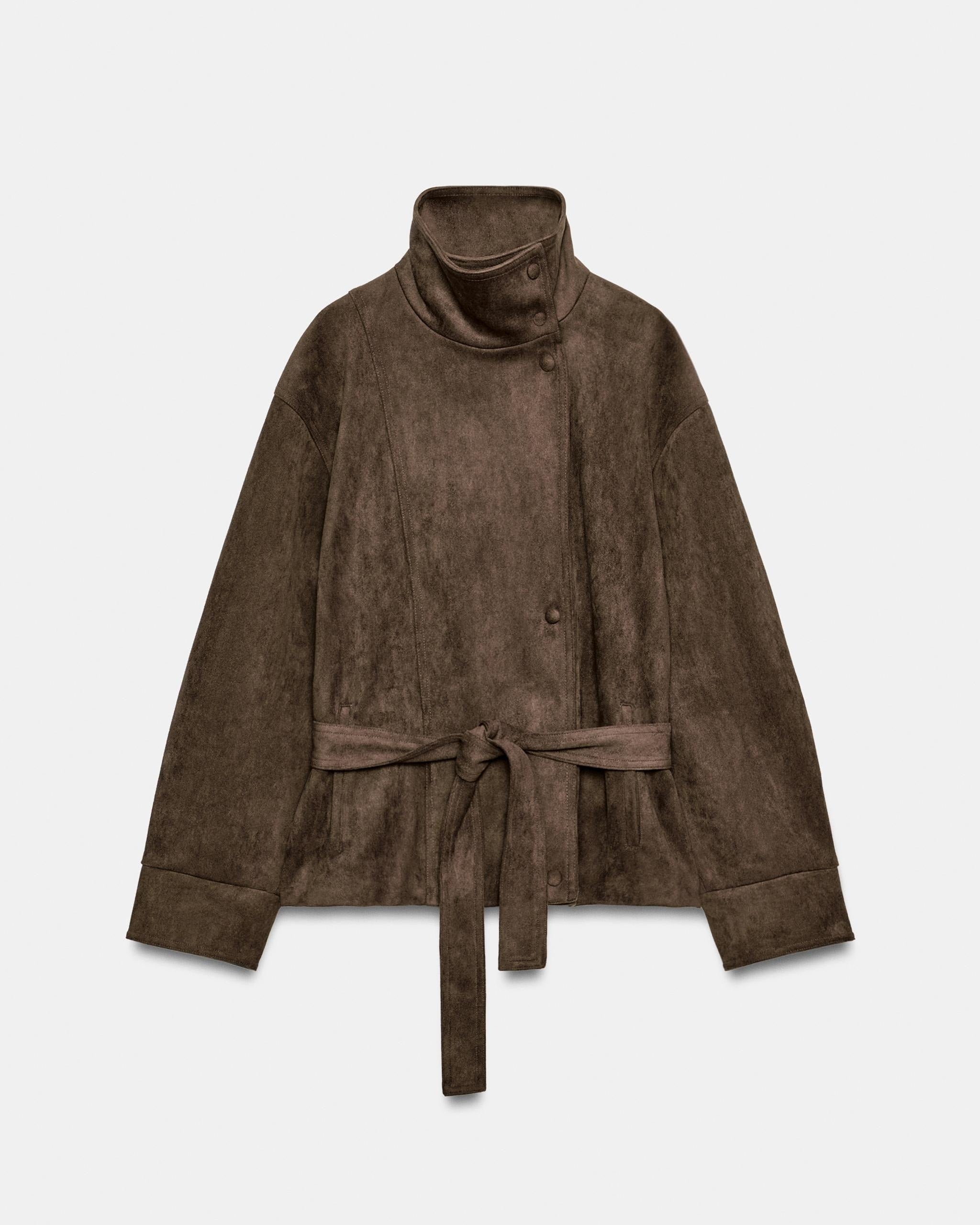 Banbury High-Neck Belted Suede Jacket