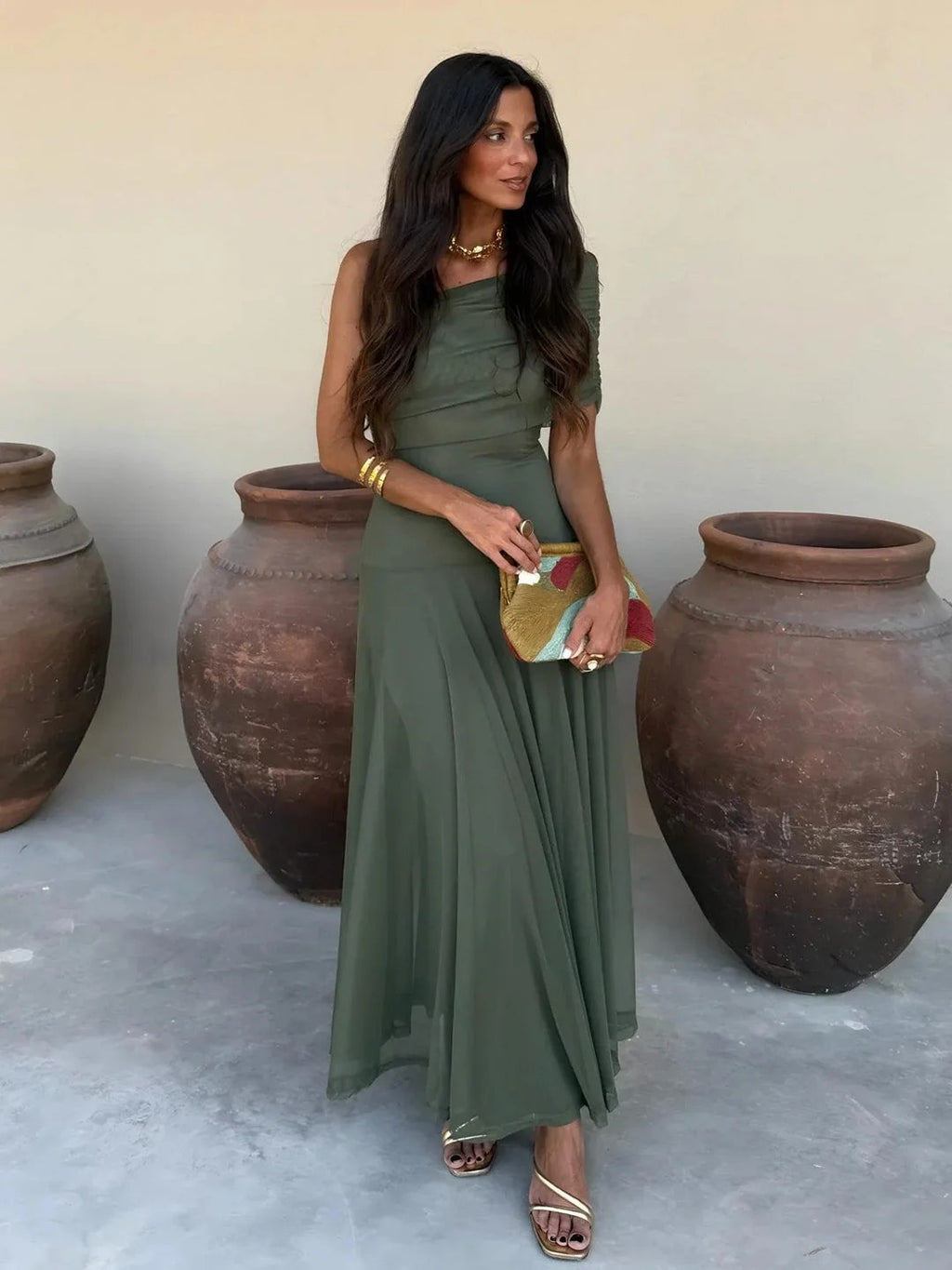 Camara Off-Shoulder Ruched Maxi Dress