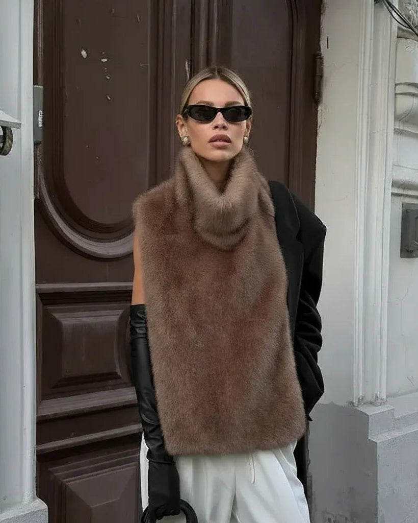 Ferryhill Faux Fur Turtleneck Vest