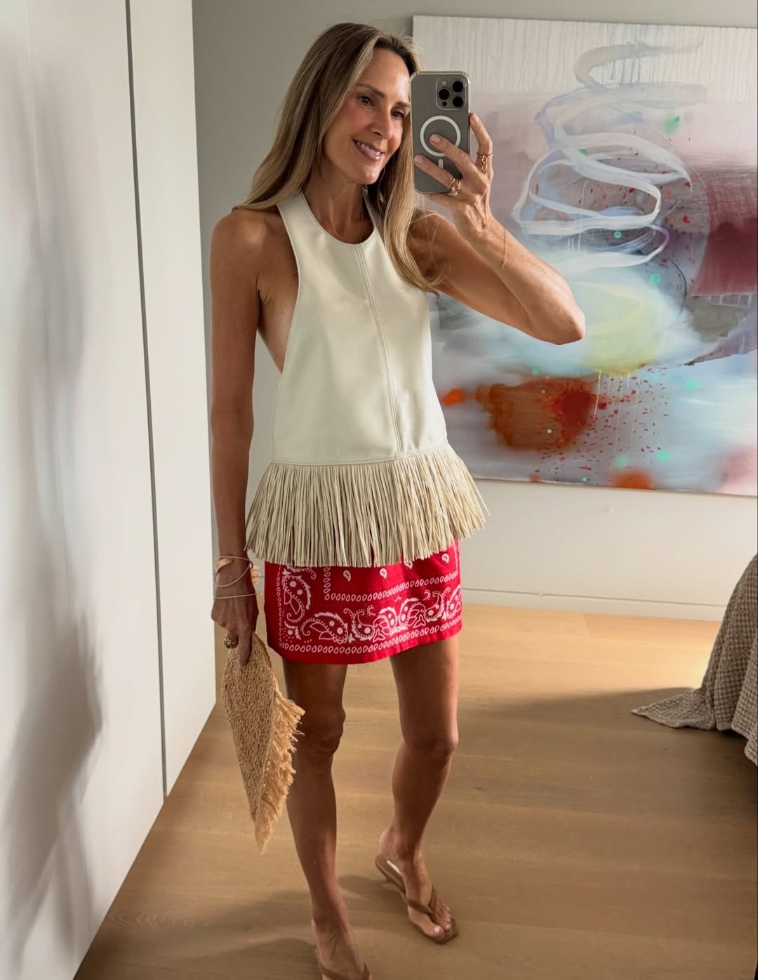 Delphine Faux Leather Fringe Halter Top