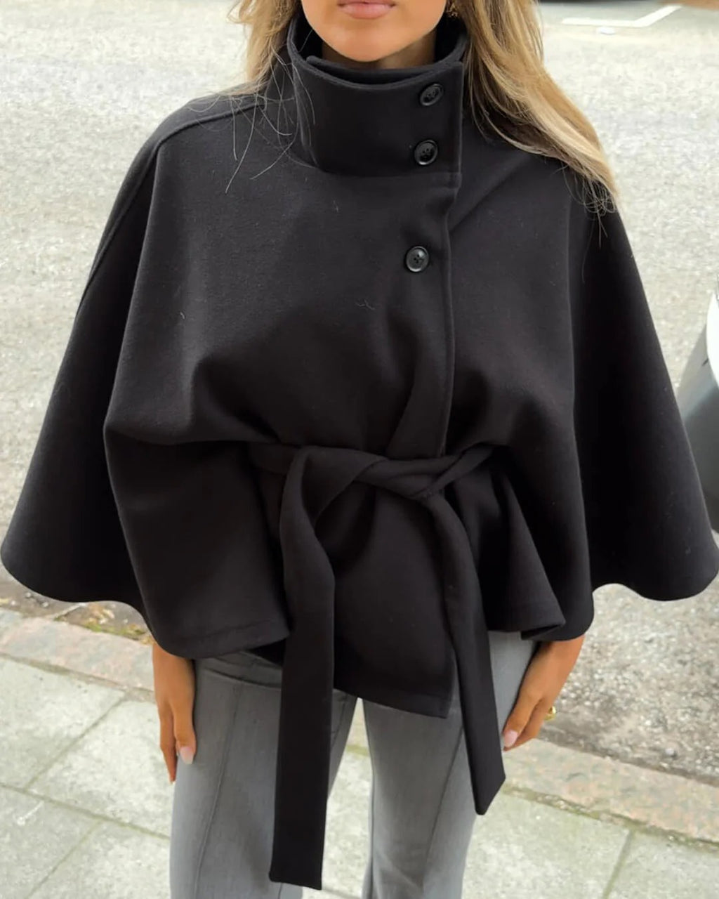 Diana Tricot Belted Cape Jacket