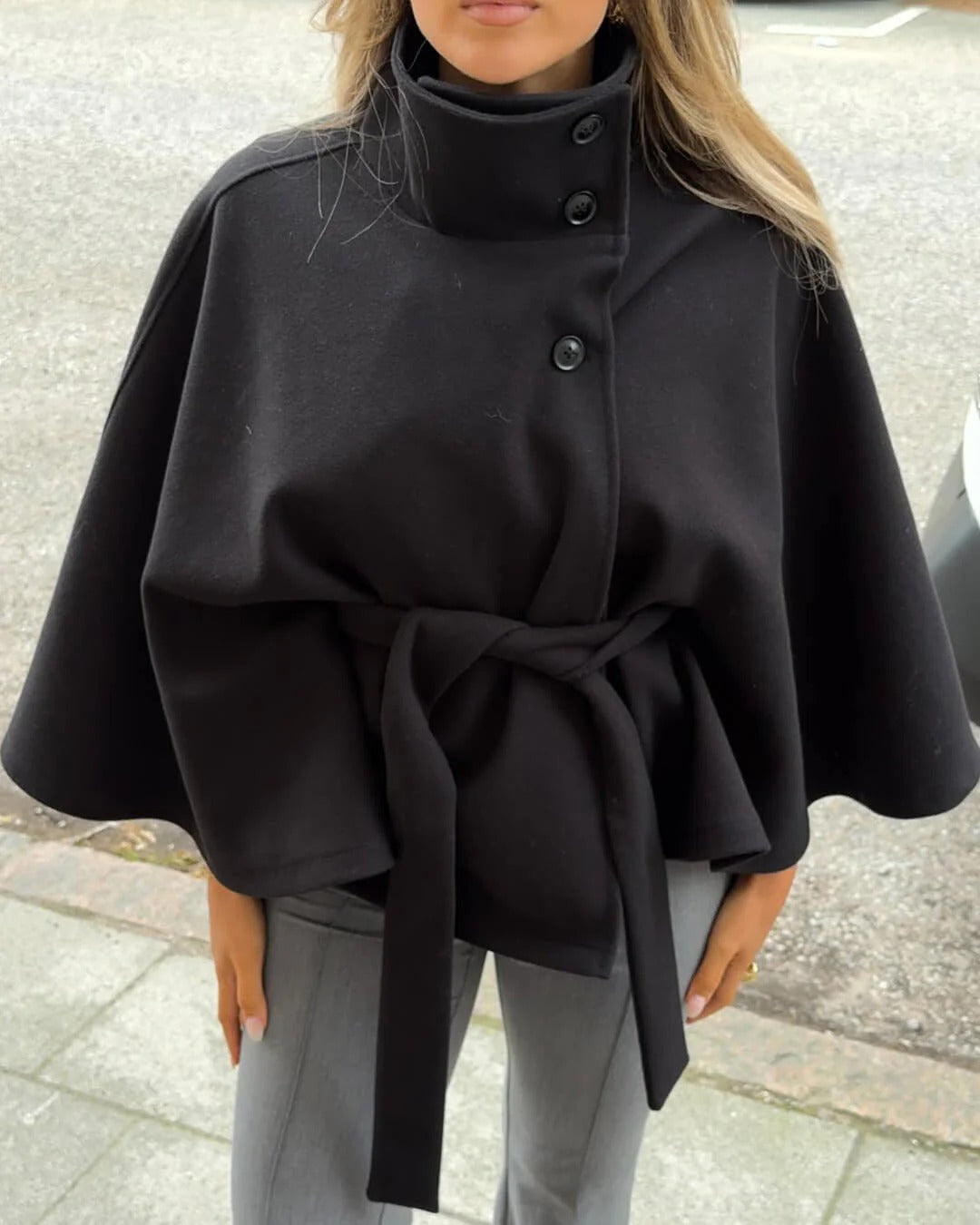 Diana Tricot Belted Cape Jacket