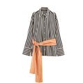 Kendall Contrast Stripe Belted Shirt