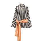 Kendall Contrast Stripe Belted Shirt