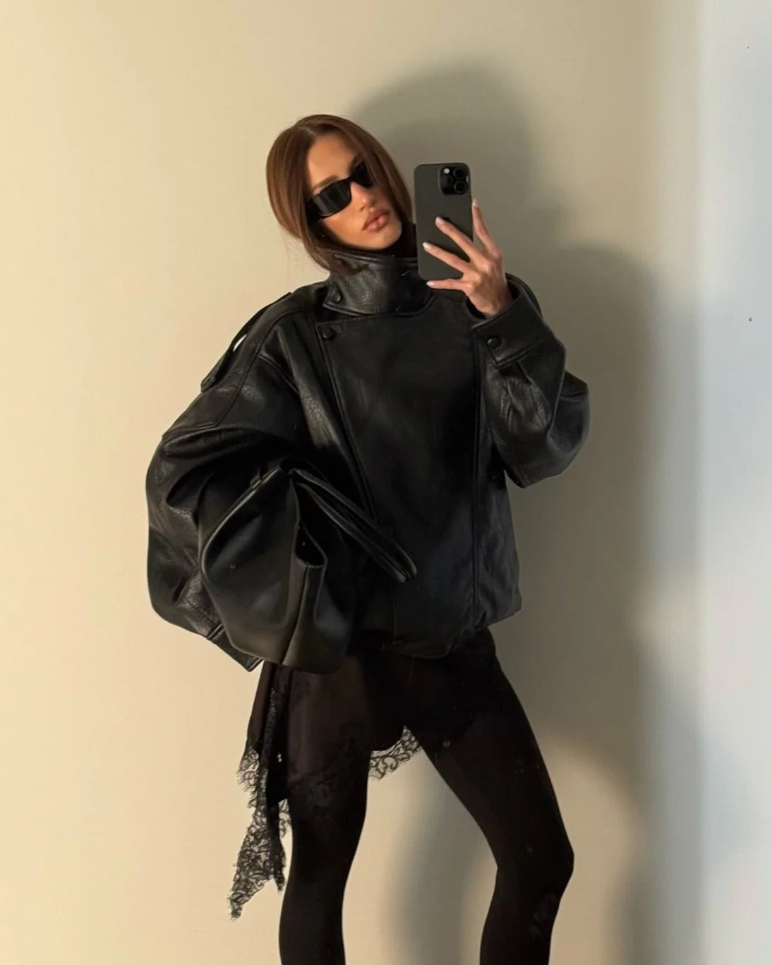 Verona High-Neck Leather Jacket