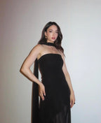 Delilah Asymmetric Sheer Maxi Dress with Scarf