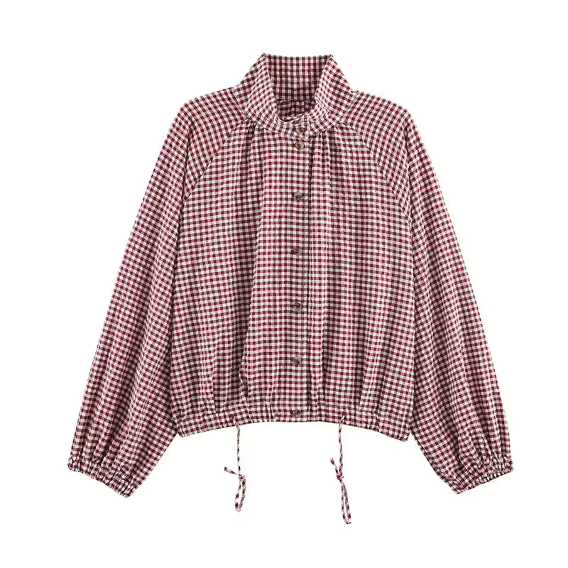 Vintage Century Gingham Funnel-Neck Jacket