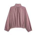 Vintage Century Gingham Funnel-Neck Jacket