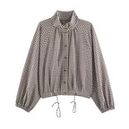 Vintage Century Gingham Funnel-Neck Jacket