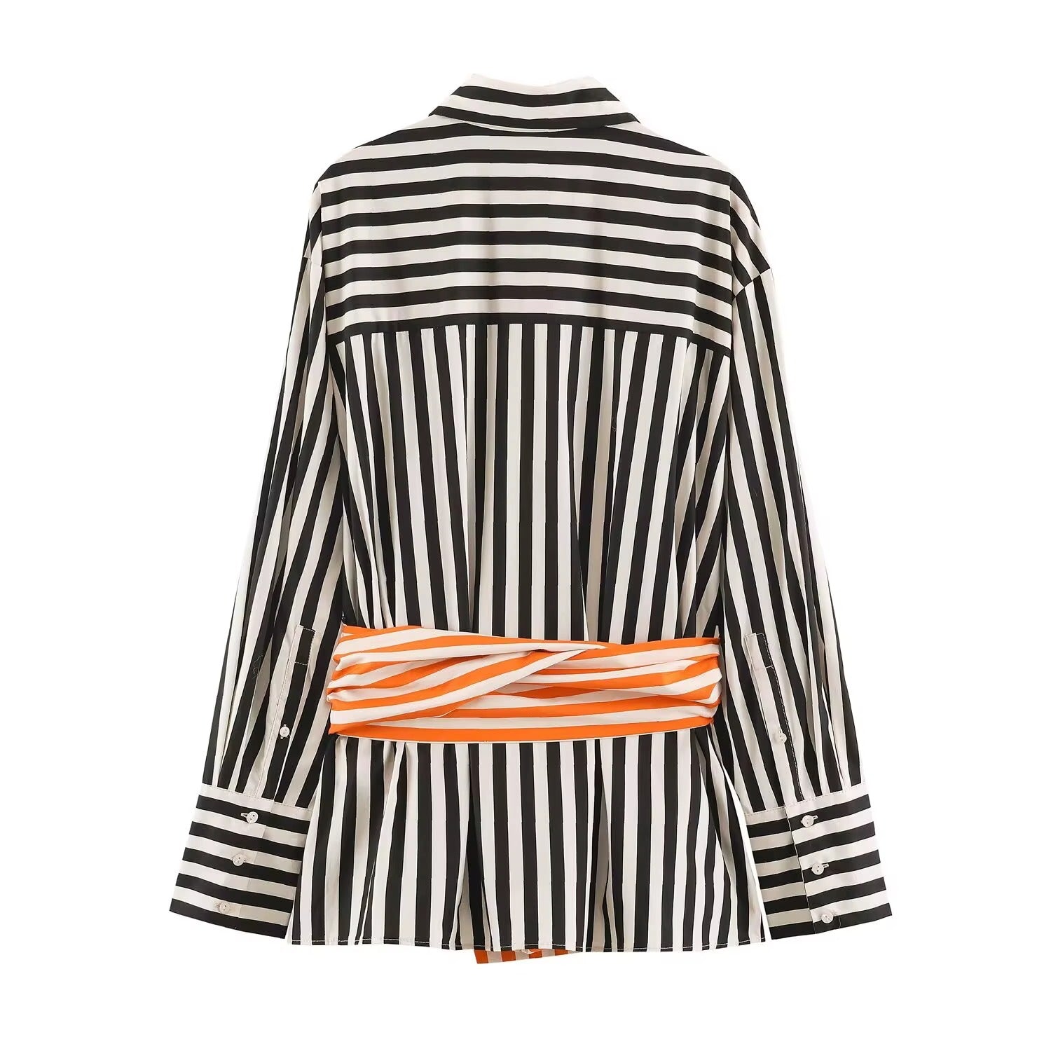 Kendall Contrast Stripe Belted Shirt