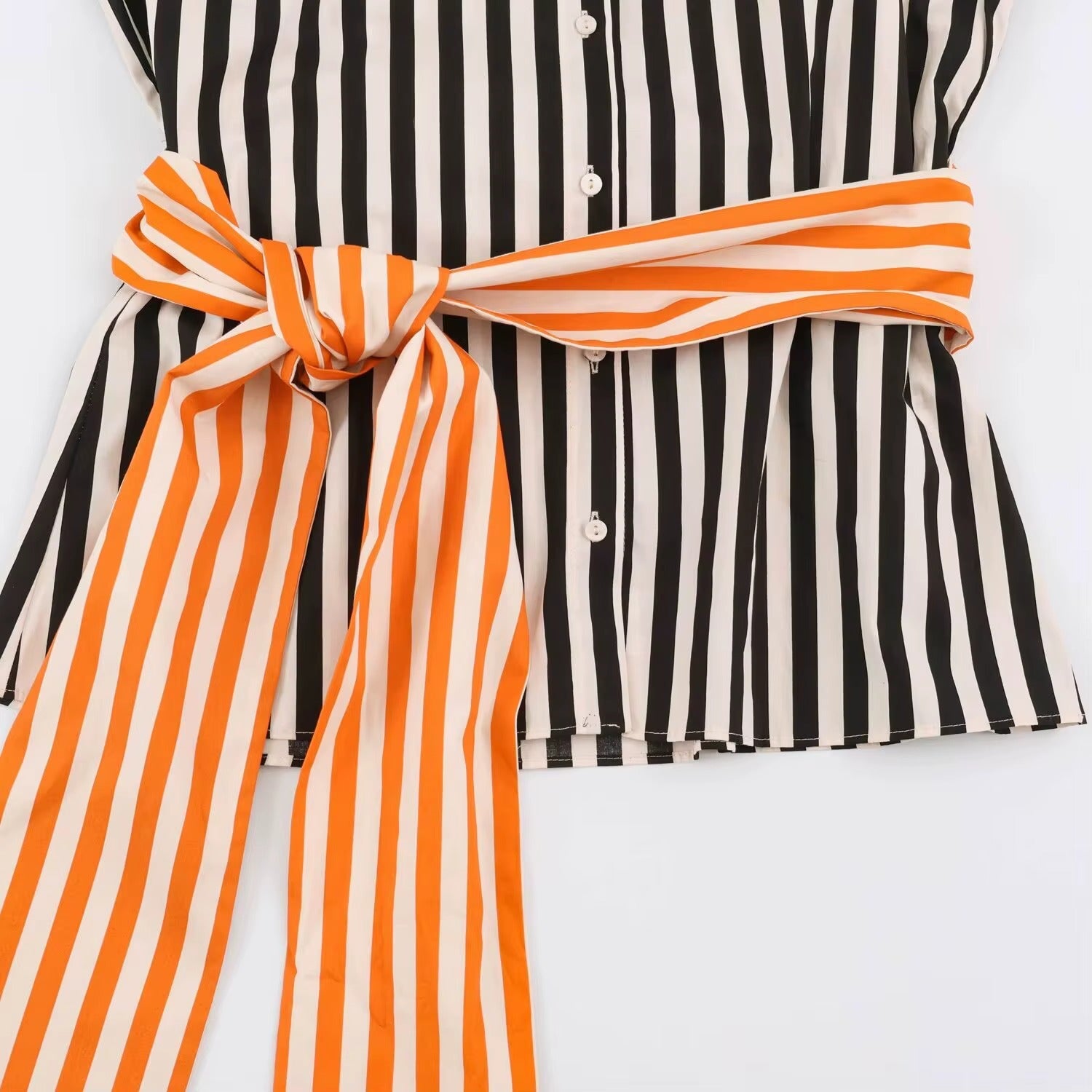 Kendall Contrast Stripe Belted Shirt