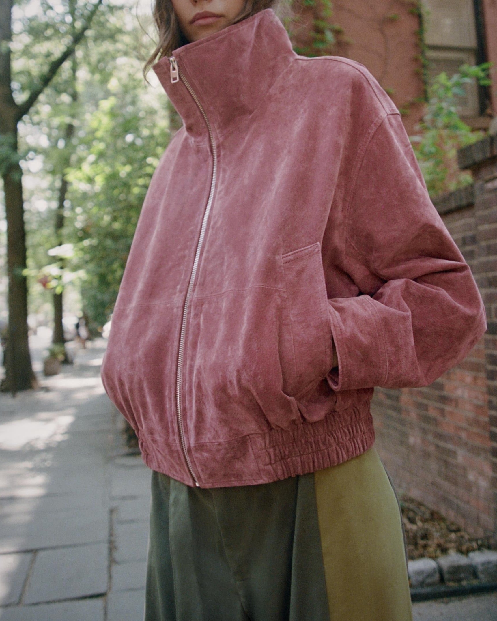 Maven Suede Marsala Bomber Jacket