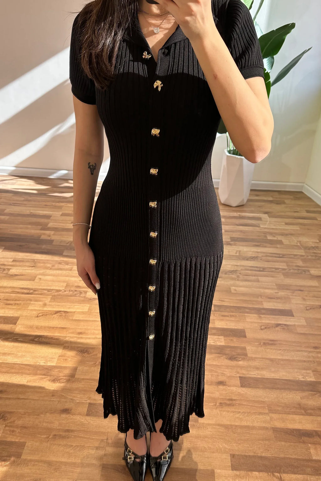 Riviera Ribbed Knit Polo Maxi Dress