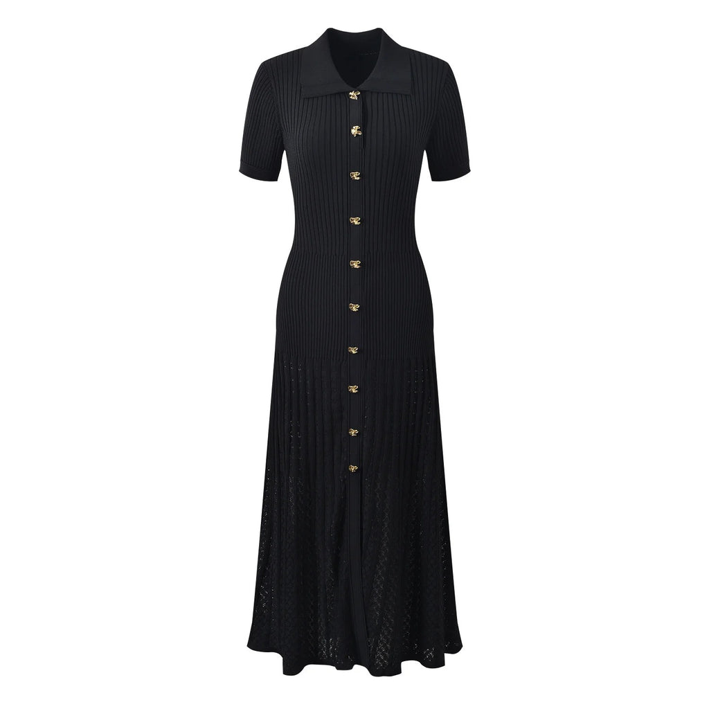 Riviera Ribbed Knit Polo Maxi Dress