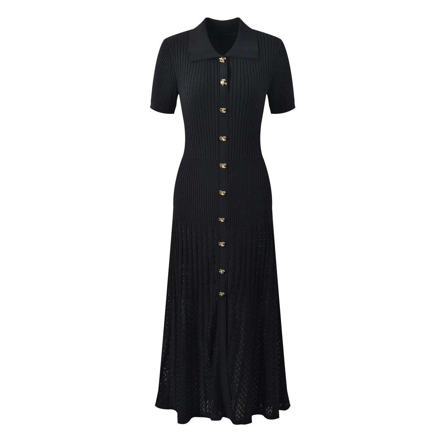 Riviera Ribbed Knit Polo Maxi Dress