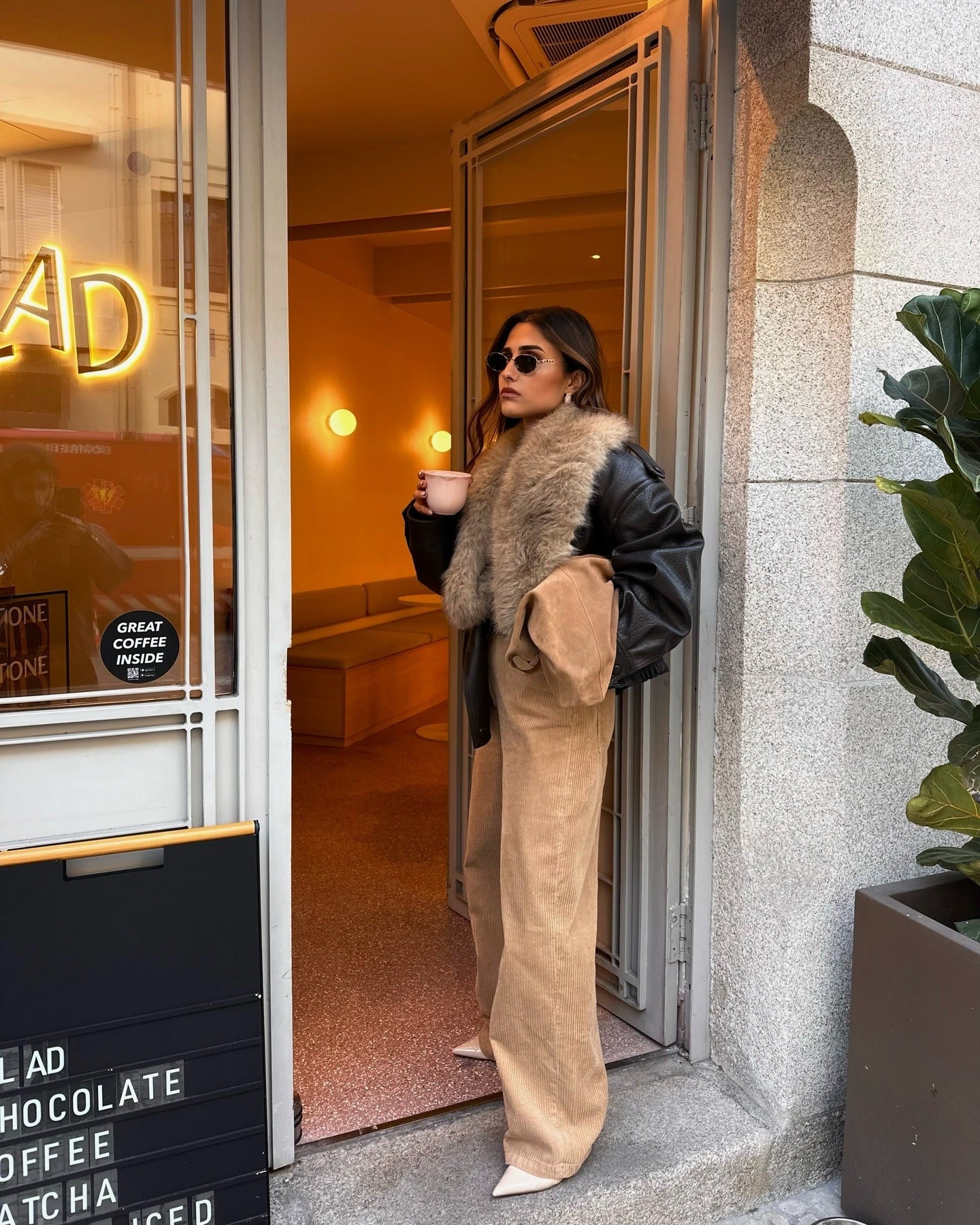 Verona Fur Lapel Leather Jacket