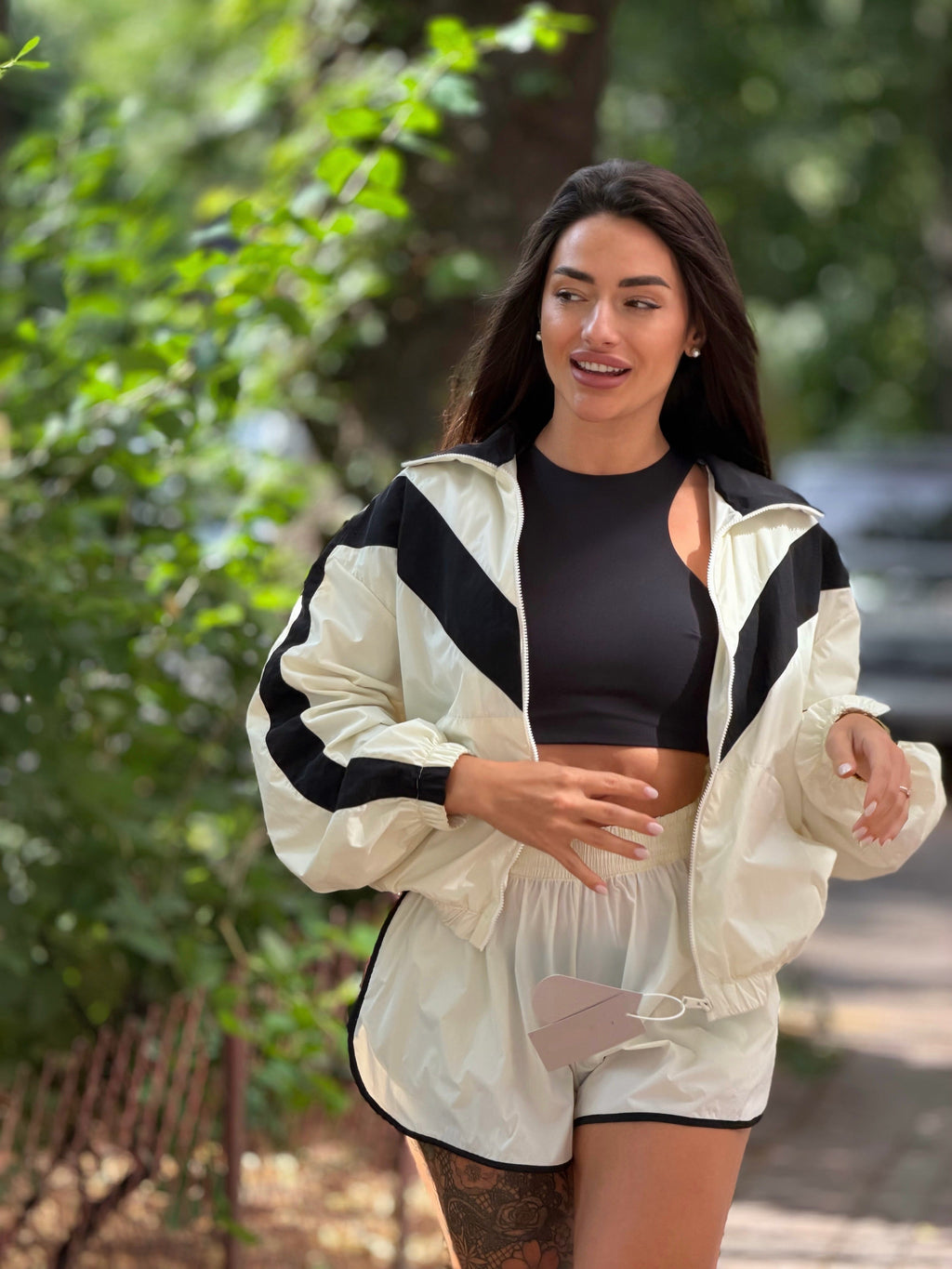 Maven Striped Windbreaker Jacket and Shorts Set - full set