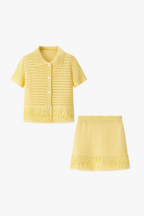 Camara Crochet Fringe Shirt & Skirt Set