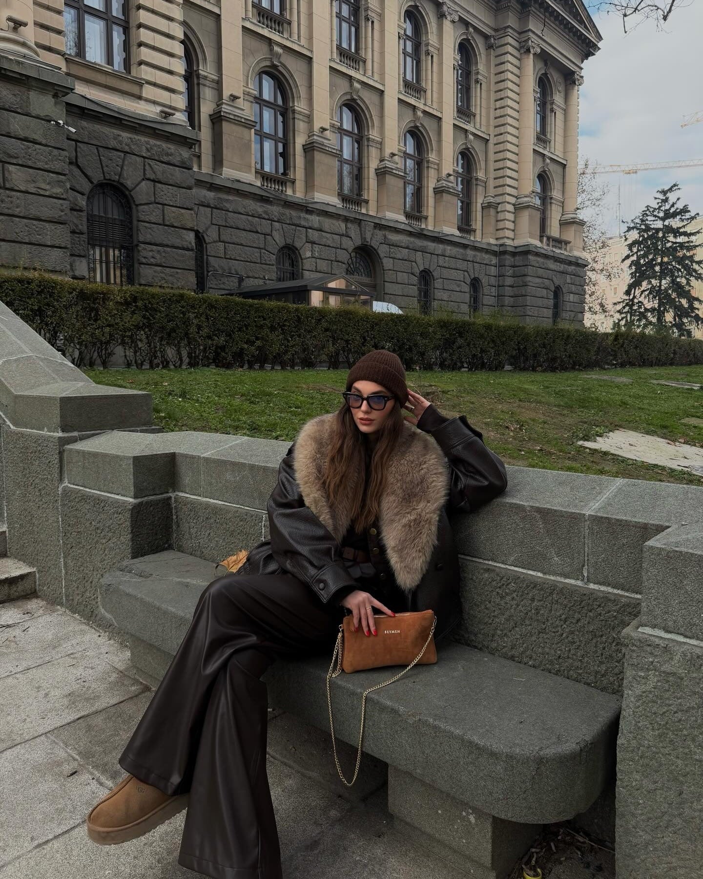 Verona Fur Lapel Leather Jacket