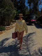 Butter Yellow Polka Dot Jacket & Bubble Shorts Set