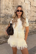 Camara Crochet Fringe Shirt & Skirt Set